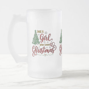 Caneca De Cerveja Vidro Jateado Apenas Uma Menina Que Ama O Natal