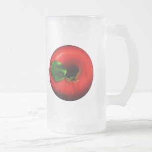 Caneca De Cerveja Vidro Jateado Apple vermelho projeta
