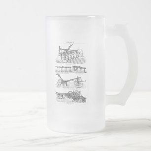 Caneca De Cerveja Vidro Jateado Arado velho da agricultura do equipamento agrícol