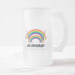 CANECA DE CERVEJA VIDRO JATEADO ARCO-ÍRIS DOBRO TÃO INTENSO