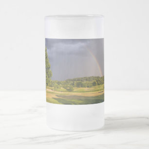 Caneca De Cerveja Vidro Jateado Arco-Íris Duplo Através De Fosco Chuva