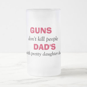 Caneca De Cerveja Vidro Jateado Armas, não matares, PAI, com dia bonito...