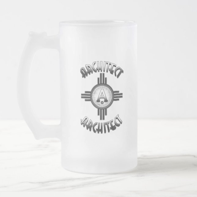 Caneca De Cerveja Vidro Jateado Arquiteto Retro - Arquitetos Merch (Esquerda)