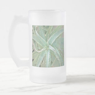 Caneca De Cerveja Vidro Jateado Arte acrílica incrível Aloe Vera
