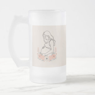 Caneca De Cerveja Vidro Jateado Arte da Linha de Gravidez Serene