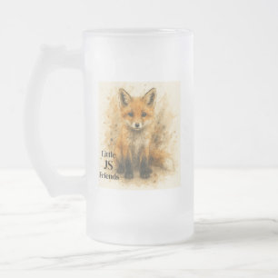 Caneca De Cerveja Vidro Jateado Arte de Bebê Raposa de Botas Pretas e Cauda Branca