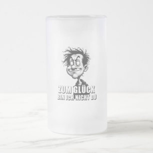 Caneca De Cerveja Vidro Jateado Arte de desenho animado com citação "Graças a Deus