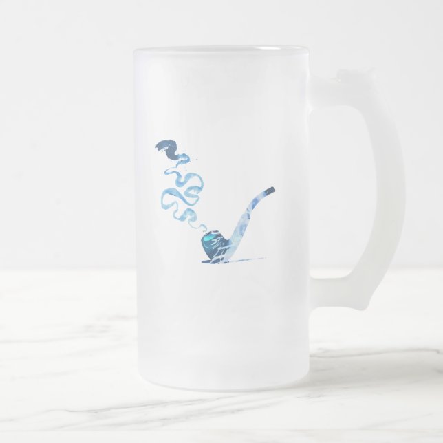 Caneca De Cerveja Vidro Jateado Arte de Fumar Cachimbo 2 (Direita)