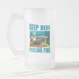 Caneca De Cerveja Vidro Jateado Arte de Sereia de Golfinho Azul Profundo e Sentind