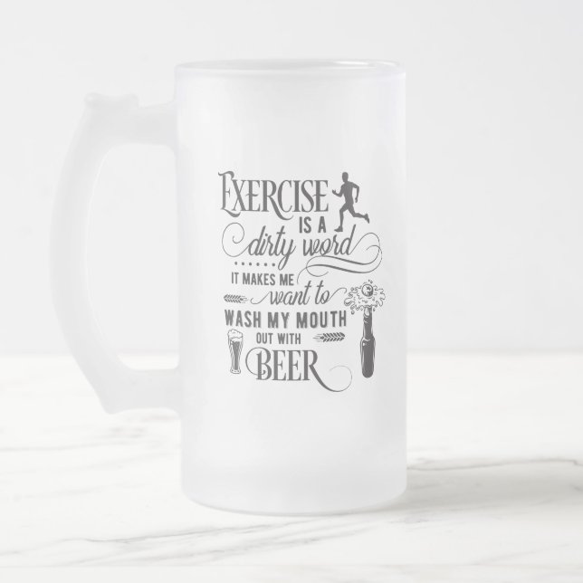 Caneca De Cerveja Vidro Jateado arte engraçada de palavra de bebendo (Esquerda)