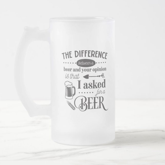 Caneca De Cerveja Vidro Jateado arte engraçada de palavra de bebendo de cerveja (Esquerda)