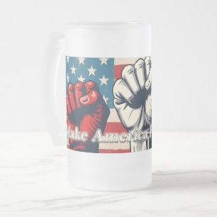Caneca De Cerveja Vidro Jateado Arte Faça a América Livre Novamente