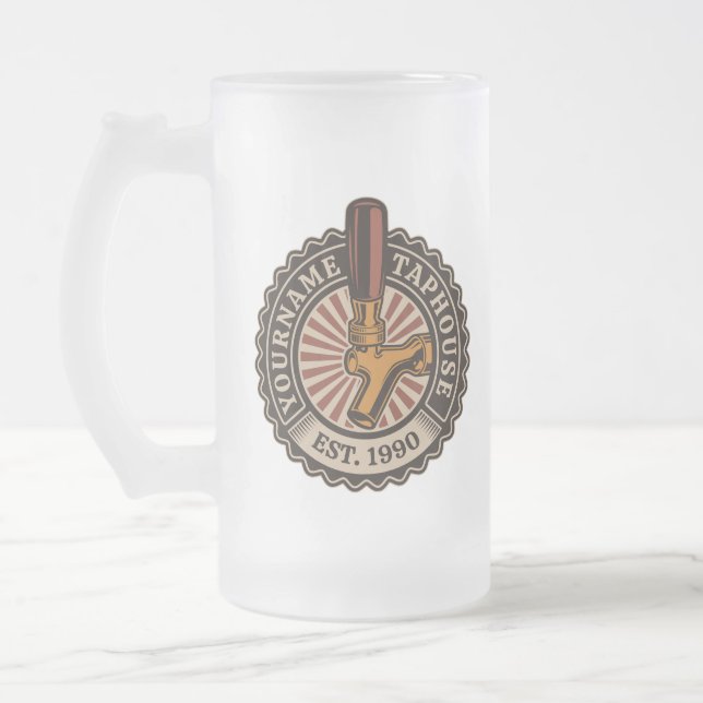 Caneca De Cerveja Vidro Jateado Artesanato DE NOME Personalizado Bar de cervejaria (Esquerda)