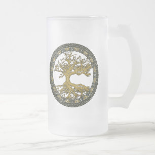 Caneca De Cerveja Vidro Jateado Árvore Antiga da Vida