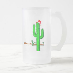 Caneca De Cerveja Vidro Jateado Árvore de Natal do cacto - caneca do vidro de