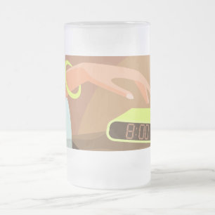 Caneca De Cerveja Vidro Jateado As garotas apertam o botão de snooze do despertado