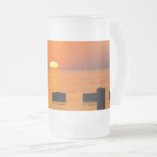 Caneca De Cerveja Vidro Jateado Ascensão Fosco laranja