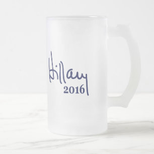 Caneca De Cerveja Vidro Jateado Assinatura 2016 de Hillary