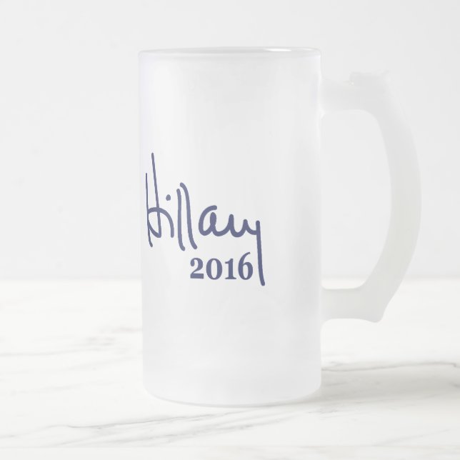 Caneca De Cerveja Vidro Jateado Assinatura 2016 de Hillary (Direita)