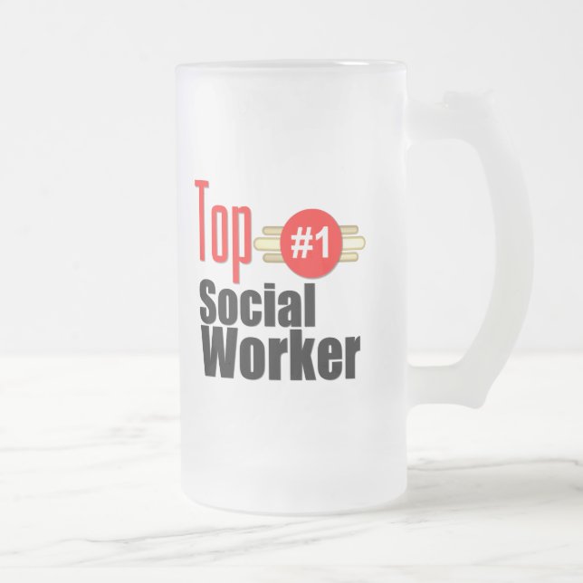 Caneca De Cerveja Vidro Jateado Assistente social superior (Direita)