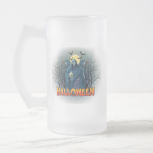 Caneca De Cerveja Vidro Jateado Assustador Esqueleto Noturno Halloween, Meu Humor