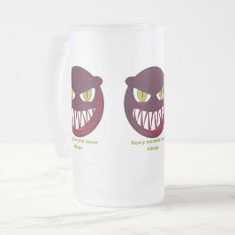 Caneca De Cerveja Vidro Jateado Assustador nunca dorme.