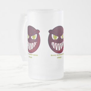 Caneca De Cerveja Vidro Jateado Assustador nunca dorme.