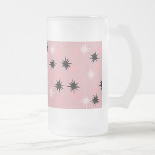 Caneca De Cerveja Vidro Jateado Atomic Pink Starbursts Frosted Glass Mug