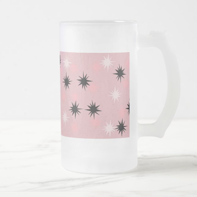 Caneca De Cerveja Vidro Jateado Atomic Pink Starbursts Frosted Glass Mug (Direita)