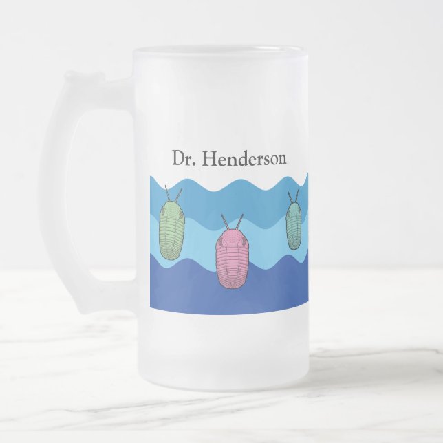 Caneca De Cerveja Vidro Jateado Aumento dos trilobitas - Animal pré-histórico (Esquerda)