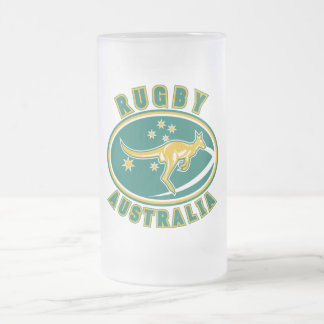 Caneca De Cerveja Vidro Jateado aussie do wallaby do canguru de Austrália do rugby
