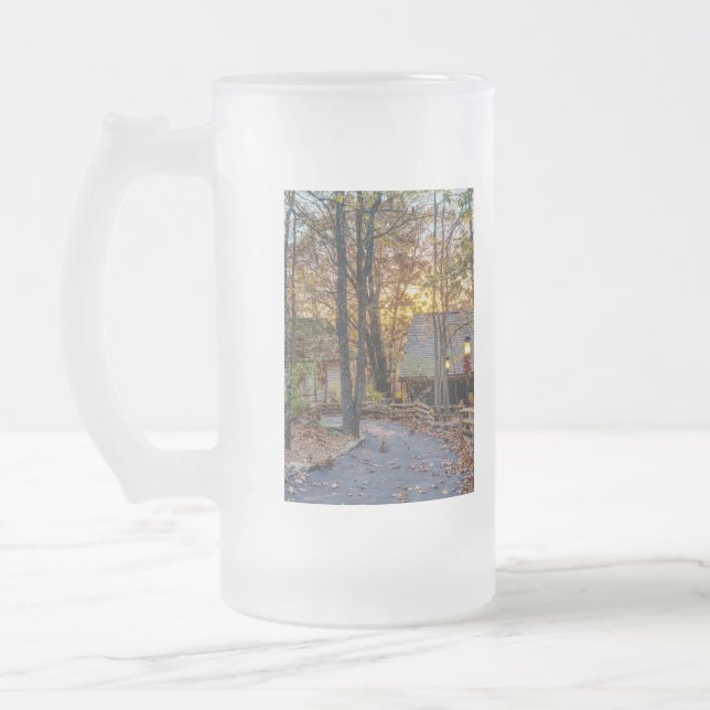 Caneca De Cerveja Vidro Jateado Autumn Woods Sunset Walkway (Esquerda)