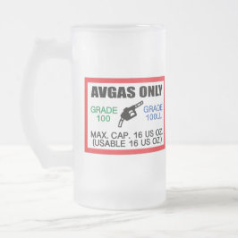 Caneca De Cerveja Vidro Jateado AVGAS / 100LL fuel only