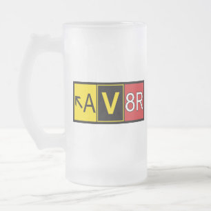 Caneca De Cerveja Vidro Jateado Aviador - AV8R - Tampão de vidro Fosco, 16 oz