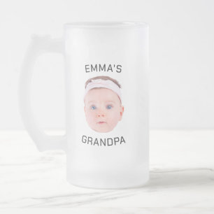 Caneca De Cerveja Vidro Jateado Avô Deu Mug, Cara De Bebê Personalizada, Presente