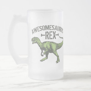 Caneca De Cerveja Vidro Jateado Awesomesaurus Rex