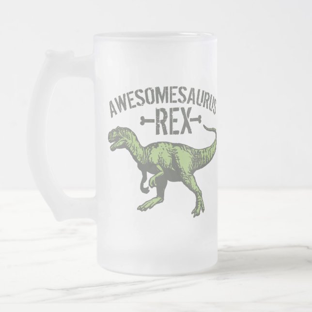 Caneca De Cerveja Vidro Jateado Awesomesaurus Rex (Esquerda)