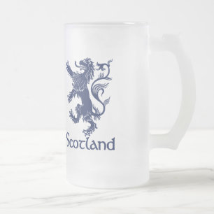 Caneca De Cerveja Vidro Jateado Azuis marinhos desenfreados escoceses do leão