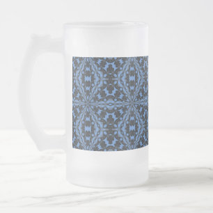 Caneca De Cerveja Vidro Jateado Azul Clássico Preto e Geométrico Padrão de Azulejo