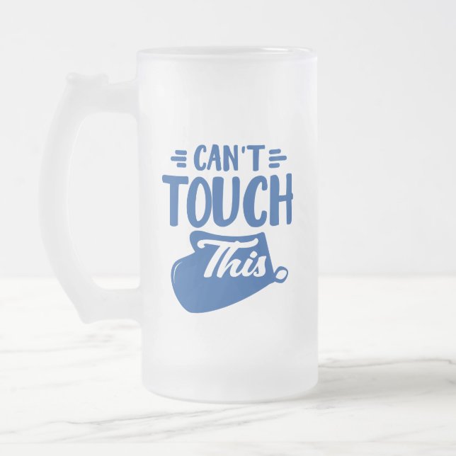 Caneca De Cerveja Vidro Jateado Azul Engraçado não consegue tocar no Bebendo dos a (Esquerda)