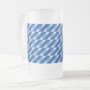 Caneca De Cerveja Vidro Jateado Azul Geométrico Triângulo Abstrato Retro Legal