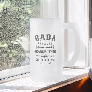 Caneca De Cerveja Vidro Jateado Baba   Avô Engraçado É Para Caras Velhas