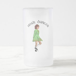 Caneca De Cerveja Vidro Jateado Bailarina Irlandesa de Saia Verde