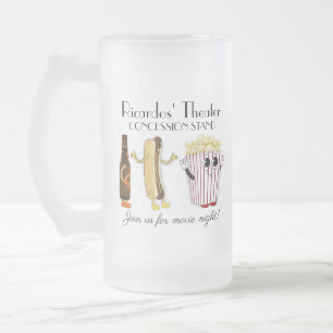 Caneca De Cerveja Vidro Jateado Balcão de Concessões de Cinema Cachorro Quente Pip