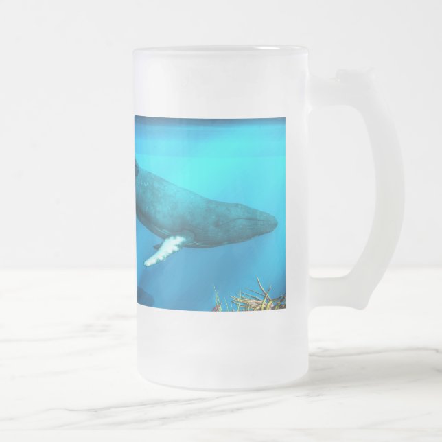 Caneca De Cerveja Vidro Jateado Baleias de Humpback (Direita)
