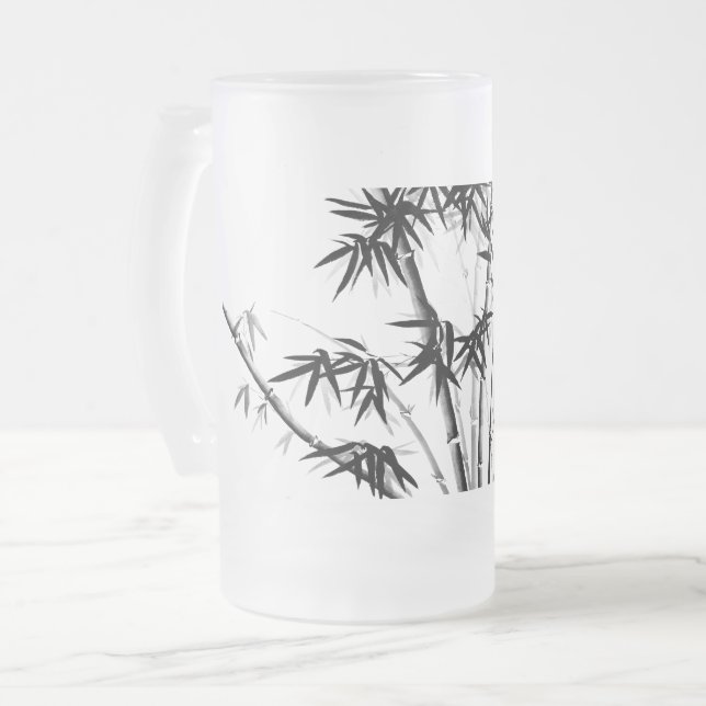 Caneca De Cerveja Vidro Jateado Bambu (Frente Esquerda)