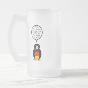 Caneca De Cerveja Vidro Jateado Bandeira Alemã Ms. Penguin Personalizada