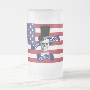 Caneca De Cerveja Vidro Jateado Bandeira Americana Patriótica
