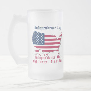 Caneca De Cerveja Vidro Jateado Bandeira Americana Personalizada, Mapear Dia da In