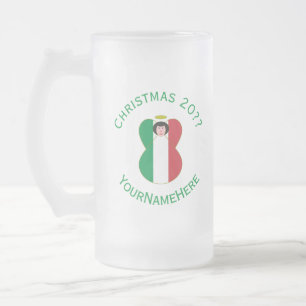 Caneca De Cerveja Vidro Jateado Bandeira Anjo Italiana para o Natal
